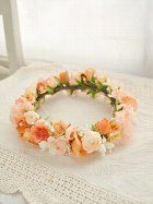 お花冠　鮮やかオレンジと小さなパール