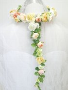 お花冠 ピンクのバラとプルメリア アクセントタイプ