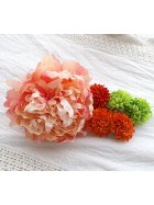 淡いオレンジ芍薬とカラフルマムの和装髪飾りセット