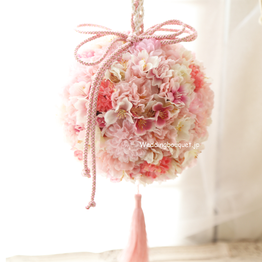 ピンクの桜のボールブーケ | ウェディングブーケ.jp ピンクの桜のボールブーケ | ウェディングブーケ.jp