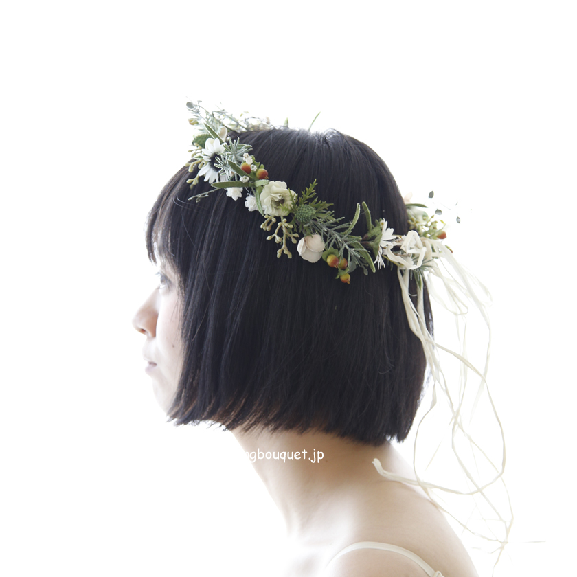 花冠 庭のハーブで作ったような作品 | ウェディングブーケ.jp